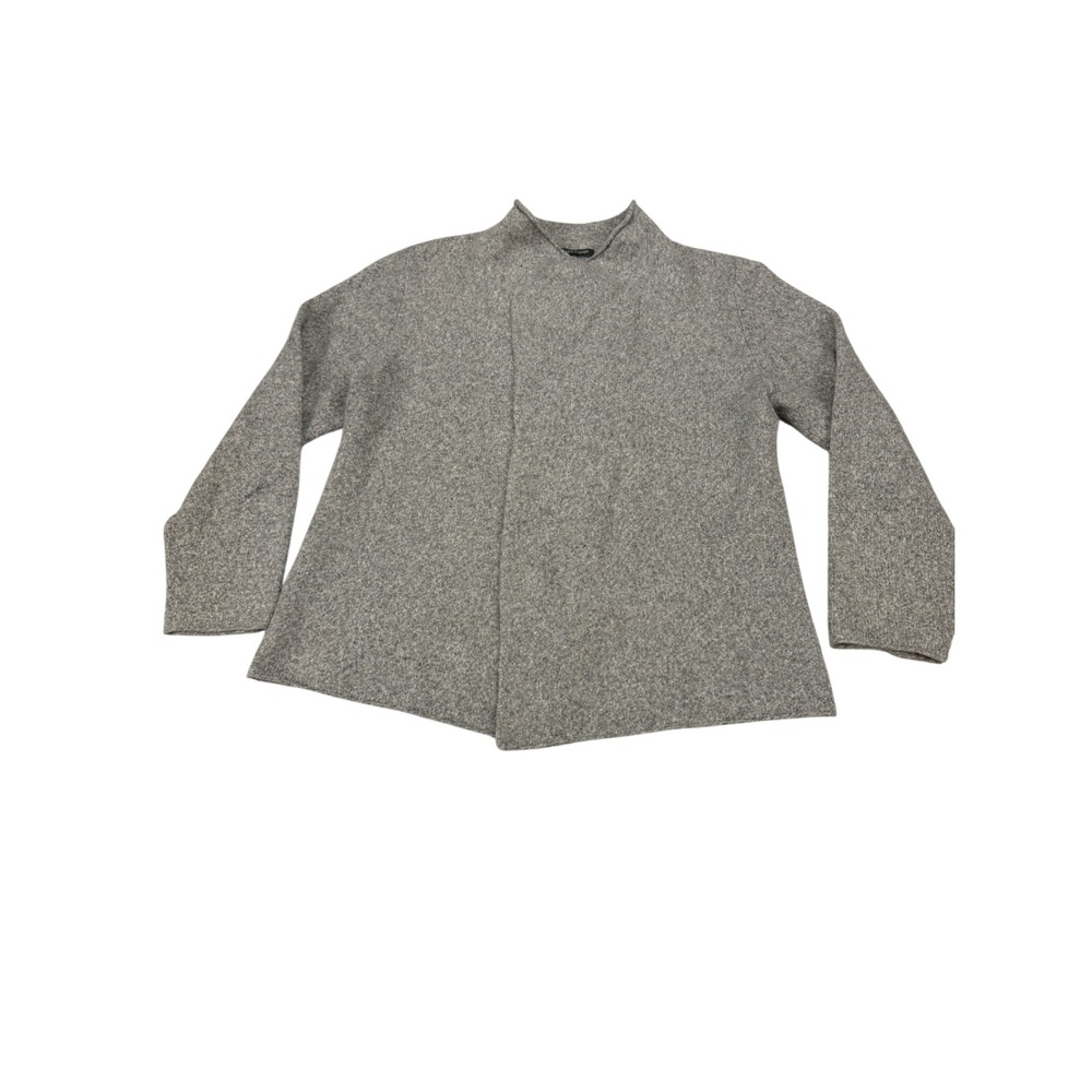 Eileen‎ Fisher Gray Lambswool Cashmere Open Front Cardigan Sweater M